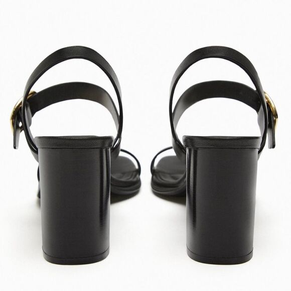 ZARA HEELED LEATHER SANDALS WITH BUCKLE - Picture 8 of 10